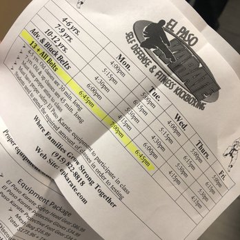 El Paso Karate - Feb 2022 Schedule - Karate Near Me - El Paso, Texas