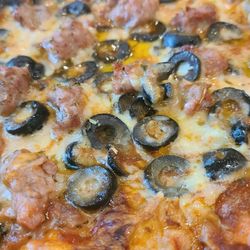 Sausage and Black Olive Pizza