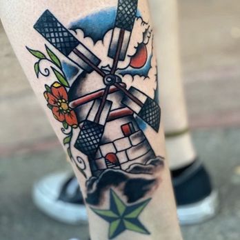 Fool's Gold Tattoo & Piercing - Windmill tattoo - Tattoo Near Me - Las Vegas, Nevada