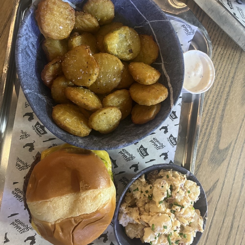 The Fabled Rooster - Chefs Burger with Fried Pickles - Barbeque Near Me - Minneapolis, Minnesota The Fabled Rooster - Chefs Burger with Fried Pickles - Barbeque Near Me - Minneapolis, Minnesota