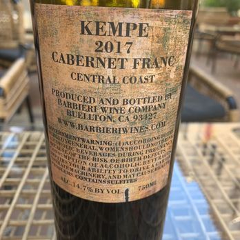 Barbieri & Kempe Wines - Loved this Cab Franc! Velvety tannins, earthy, medium bodied, and had notes of lush cherries & raspberries - Wine Tasting Room Near Me - Santa Barbara, California Barbieri & Kempe Wines - Loved this Cab Franc! Velvety tannins, earthy, medium bodied, and had notes of lush cherries & raspberries - Wine Tasting Room Near Me - Santa Barbara, California
