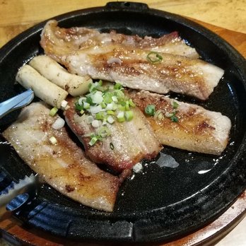 Hansik - Pork Belly. Comes with lettuce, rice, garlic, peppers and sauce. A little pricey for the amount of meat given. $23 - Korean Near Me - Edmonton, Alberta