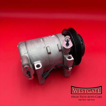 Westgate High Tech Auto Care - This is a BMW A/C compressor. If your car is not cooling down with the AC on you could need and a/c inspection - Auto Repair Near Me - Omaha, Nebraska