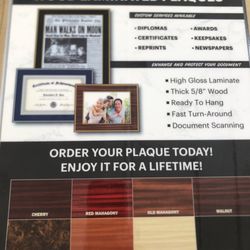 Shakespeare Engraving & Trophies - Laminated wood plaques