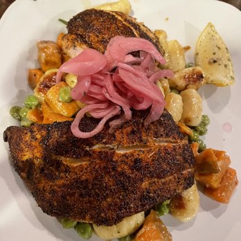 Miller's Waterfront Restaurant - Fish of the day - blackened mahi with sweet potato gnocchi - Seafood Near Me - Nags Head, North Carolina Miller's Waterfront Restaurant - Fish of the day - blackened mahi with sweet potato gnocchi - Seafood Near Me - Nags Head, North Carolina