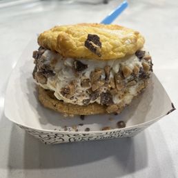 Gooey Butter Cake Cookies W/ Blackberry Crumble Ice Cream