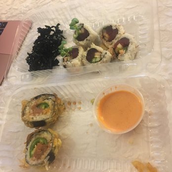 Shinsei Sushi - Half way eat and not as served but the one with sauce should be spicy and wasn't- other is spicy tuna - Japanese Near Me - Medford, Oregon Shinsei Sushi - Half way eat and not as served but the one with sauce should be spicy and wasn't- other is spicy tuna - Japanese Near Me - Medford, Oregon