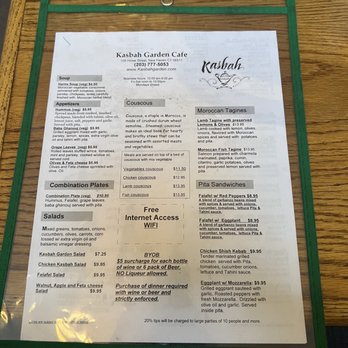 Kasbah Garden Cafe - Front of menu - Middle Eastern Near Me - New Haven, Connecticut Kasbah Garden Cafe - Front of menu - Middle Eastern Near Me - New Haven, Connecticut