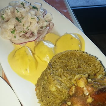 El Incomparable Peruvian Cuisine - A weekend special $16! Tri-color; ceviche, papas a la huicaina and arroz con pollo. I always get this. - Peruvian Near Me - Reseda, California