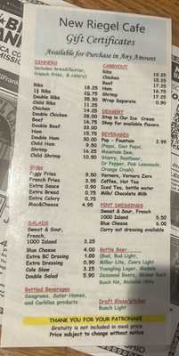 Menu photo 3 New Riegel Cafe New Riegel, OH