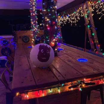 Tiki Joe's Cruise - Wilson and the Beeracuda all lite up for Christmas. - Boat Charters Near Me Tiki Joe's Cruise - Wilson and the Beeracuda all lite up for Christmas. - Boat Charters Near Me