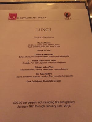 Menu photo 5 Taix 321 Lounge Los Angeles, CA