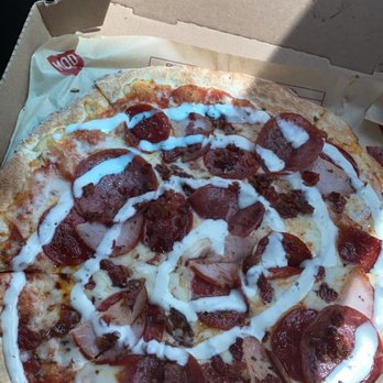 MOD Pizza - 11-inch pizza with Red Sauce, Asiago, Mozzarella, Bacon, Canadian Bacon, Pepperoni, Salami, Oregano - Pizza Near Me - Columbia, South Carolina