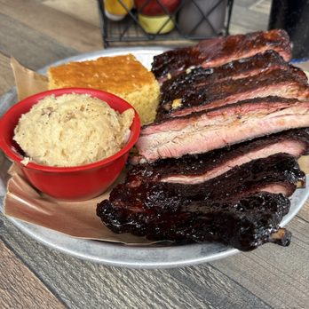 Lulu's BBQ - Half rack of ribs, mash potatoes, corn bread - Barbeque Near Me - Louisville, Colorado Lulu's BBQ - Half rack of ribs, mash potatoes, corn bread - Barbeque Near Me - Louisville, Colorado