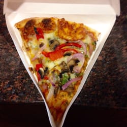 EJ's Pizzeria - Slice of Vegetable Pizza , onions , bell peppers and mushrooms !