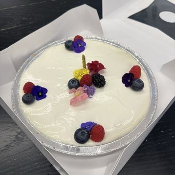 Crazy Block Cheesecakes - I decorated it with berries and flower - Desserts Near Me - Oakland, California