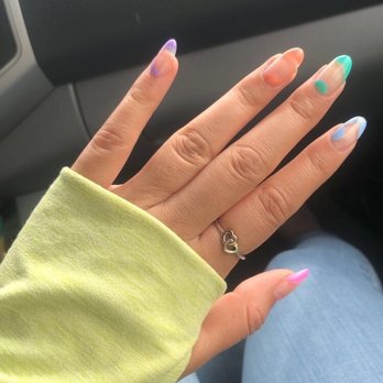 Chrome Nails Bar - Almond shape/ Abstract nails  By: Kenny - Nail Salons Near Me - Lynwood, California
