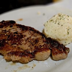 Angelina's European Cafe - Ribeye steak and mashed potatoes