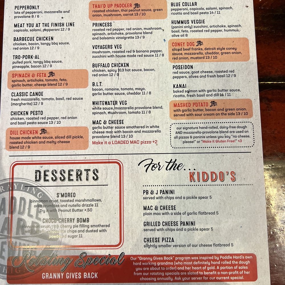 Paddle Hard Brewing - Menu back - Breweries Near Me - Grayling, Michigan