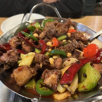 Chengdu Impression - Edgewater - Hot Wok Chicken - DELICIOUS AND NOT TOO SPICY AT ALL. Just perfect! Comes over a flame at the table. My fav dish. - Szechuan Near Me - Chicago, Illinois Chengdu Impression - Edgewater - Hot Wok Chicken - DELICIOUS AND NOT TOO SPICY AT ALL. Just perfect! Comes over a flame at the table. My fav dish. - Szechuan Near Me - Chicago, Illinois