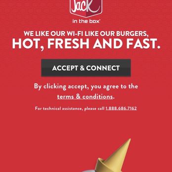Jack in the Box - Wifi login screen - Fast Food Near Me - Hercules, California