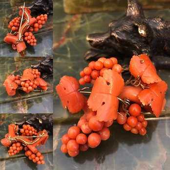 The Antique Guild - Victorian carved coral grape brooch - Antiques Near Me - Alexandria, Virginia The Antique Guild - Victorian carved coral grape brooch - Antiques Near Me - Alexandria, Virginia
