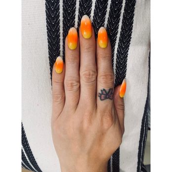 Lavender Nail Bar - Candy corn nails for October. Probably my fave, ever! - Nail Salons Near Me - Plano, Texas