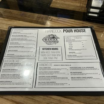 Hancock Pour House - Menu - Salad Near Me - Orland, Maine