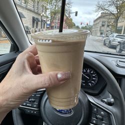 The French Press Coffee Co. - Ice latte one pump of maple one pump of pumpkin spice latte replace milk with half-and-half