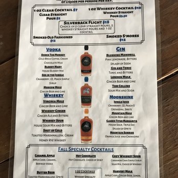 Silverback Distillery - Menu - Beer, Wine & Spirits Near Me - Afton, Virginia Silverback Distillery - Menu - Beer, Wine & Spirits Near Me - Afton, Virginia
