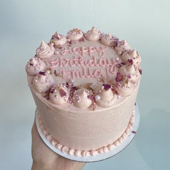 Rosa Bakes - Our "Oleander" cake, strawberry cake, strawberry buttercream, rose petals, pink sprinkles. - Cupcakes Near Me Rosa Bakes - Our "Oleander" cake, strawberry cake, strawberry buttercream, rose petals, pink sprinkles. - Cupcakes Near Me