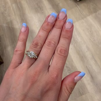Veganic Nail Spa - Blue French tip - Nail Salons Near Me - Costa Mesa, California Veganic Nail Spa - Blue French tip - Nail Salons Near Me - Costa Mesa, California