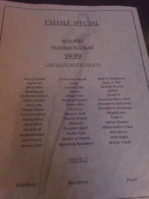 Menu photo 8 Clouds by Exhale Hookah Lounge Naperville, IL