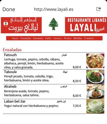 Menu photo 2 Layali Valencia, V