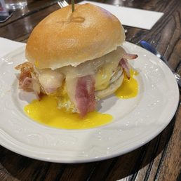 Bacon and egg butty with English cheddar