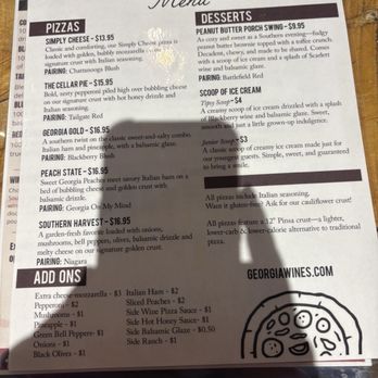The Georgia Winery - Pizza menu - Wineries Near Me - Ringgold, Georgia