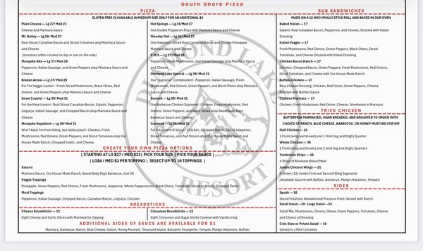 Menu photo 1 South Shore Pizza Diamond Lake, OR Menu photo 1 South Shore Pizza Diamond Lake, OR