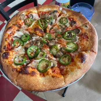 Old Town Pizza Parlor - Fresh jalapeños and mushroom - Pizza Near Me - Albuquerque, New Mexico