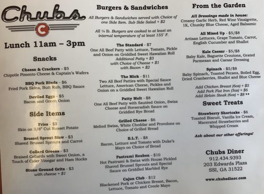 Menu photo 7 Chubs St Simons Island, GA