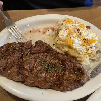 Bull Creek Cafe & Grill - 10oz Ribeye and side of Loaded Mashed Potatoes - American Near Me - Rosenberg, Texas