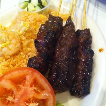 Thai Original BBQ Carson - beef satay dinner w/ shrimp fried rice (8pieces i think?) - Thai Near Me - Carson, California Thai Original BBQ Carson - beef satay dinner w/ shrimp fried rice (8pieces i think?) - Thai Near Me - Carson, California