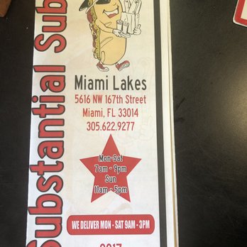 Substantial Subs - Menu - Sandwiches Near Me - Miami, Florida
