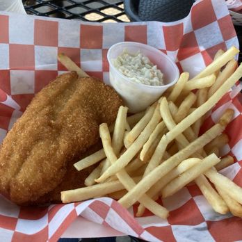 Hoops Dockside Fish And Chips - Fish and chips (and coleslaw) - Fish & Chips Near Me - Bayfield, Wisconsin