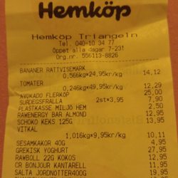 Hemköp - 2.2.17. Was able to get lots of items. Just look for store brand stuff & on sale.