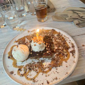 Tribe at Riverwalk - Birthday dessert they brought out for me - New American Near Me - Castle Rock, Colorado Tribe at Riverwalk - Birthday dessert they brought out for me - New American Near Me - Castle Rock, Colorado