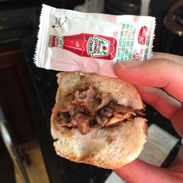 Mushroom cheesesteak ($7) - I've seen hot dogs thicker than this cheesesteak. Fail. - October 2017