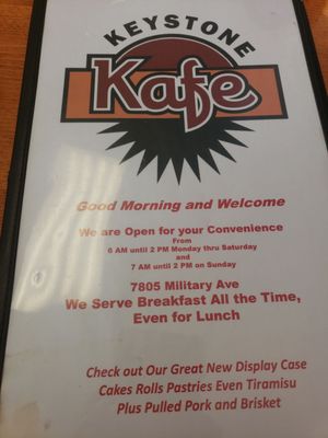 Menu photo 2 Keystone Kafe Omaha, NE