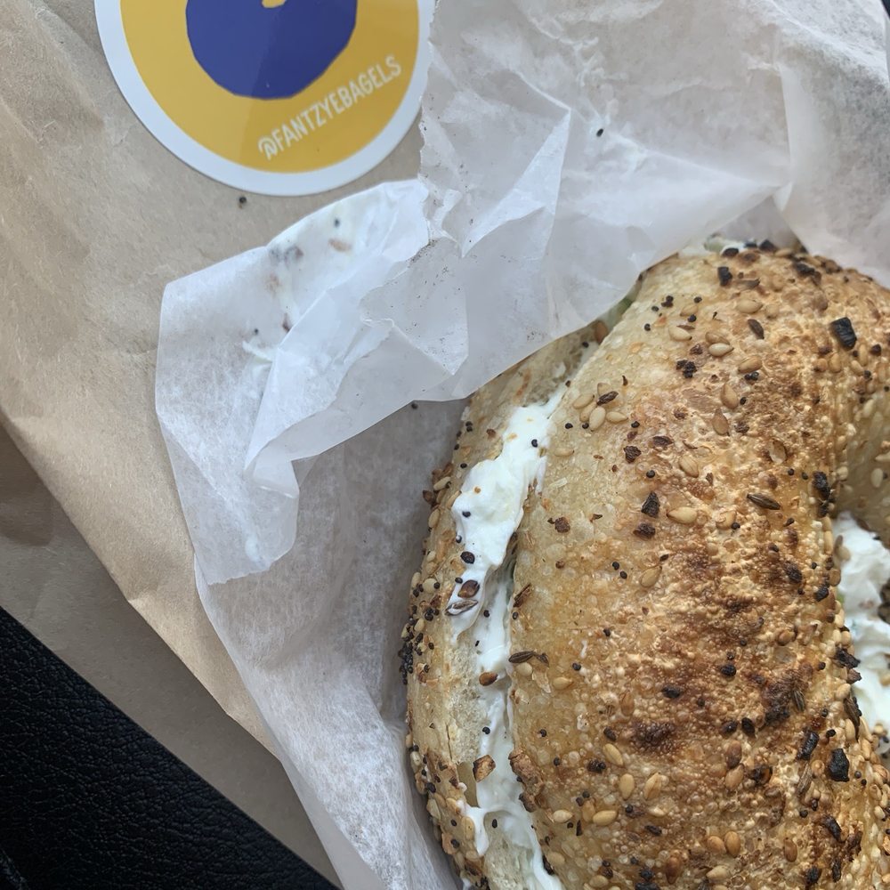 Everything bagel with scallion cream cheese