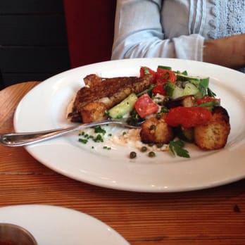 Leon's Full Service - Snapper with panzanella and grits - Gastropubs Near Me - Decatur, Georgia