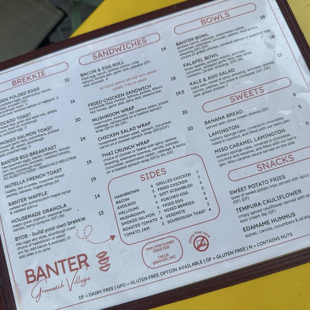 Banter - Menu - Breakfast & Brunch Near Me - New York, New York Banter - Menu - Breakfast & Brunch Near Me - New York, New York